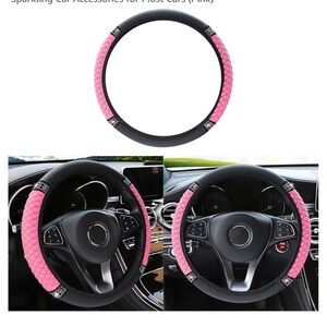 Elegant Pink and Black Steering Wheel Cover
